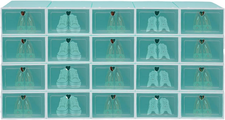 20 Stück Schuhkartons Stapelbare Schuhaufbewahrungsbox Faltbarer Schuhkarton aus Kunststoff Transpar