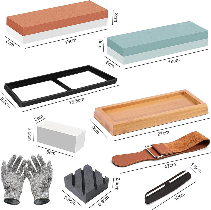 Schleifstein Set,Abziehstein Schleifstein Set,doppelseitig 400/1000 und 3000/8000 Grit Schleifsteine
