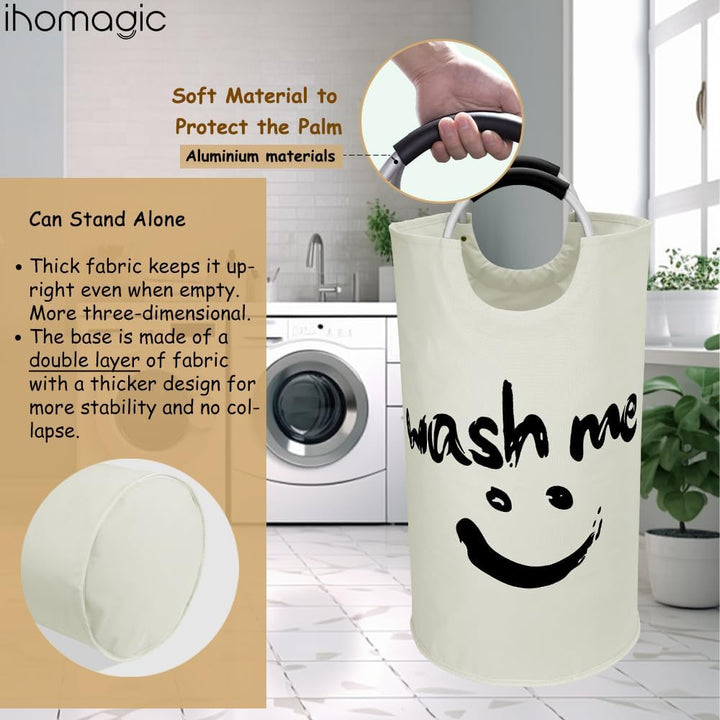 IHOMAGIC 115L Extra Gross Wäschesammler, Zusammenklappbare Wäschetonne 600D Oxford-Stoff Wäschesack