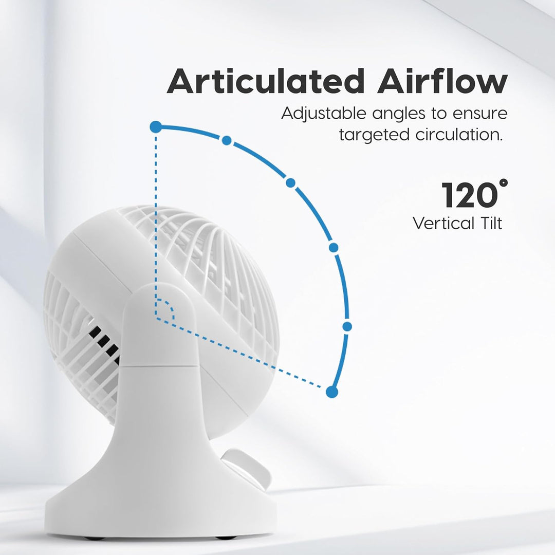 Iris Ohyama Woozoo Kleiner Ventilator, Vertikale Neigung 120°, Leise 28dB, Tragbar, 3 Geschwindigkei