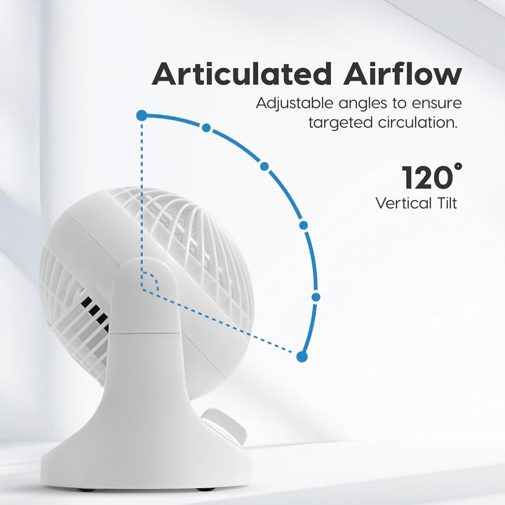 Iris Ohyama Woozoo Kleiner Ventilator, Vertikale Neigung 120°, Leise 28dB, Tragbar, 3 Geschwindigkei