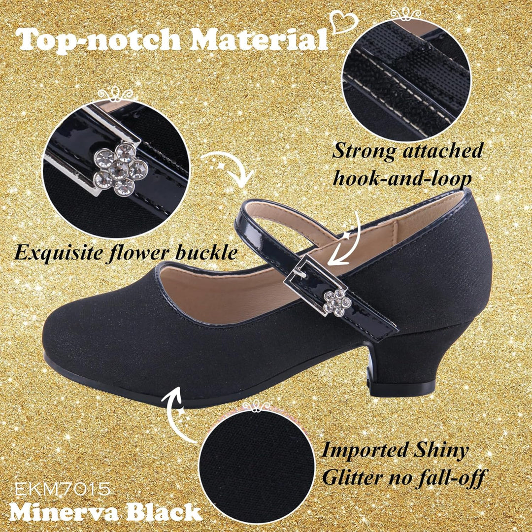 EIGHT KM - Mädchen High Heel Kleid Schuhe - Mary Jane Prinzessin Hochzeit Pumps - Funkelnder Glitzer