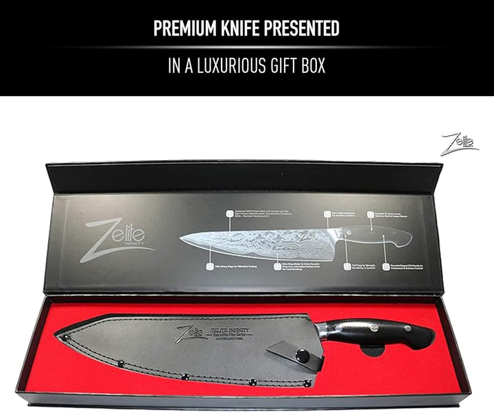 Zelite Infinity Küchenmesser 25cm – Executive-Plus-Serie – 45-lagiges Damastmesser aus Japanischem A