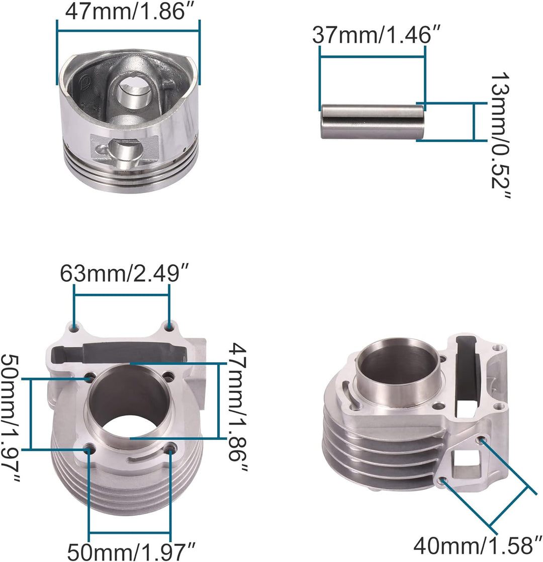 GOOFIT 47mm Big Bore Chinese Scooter Zylinder Kit Zylinderköpfe Ersatz für GY6 80CC 139QMB ATV Scoot