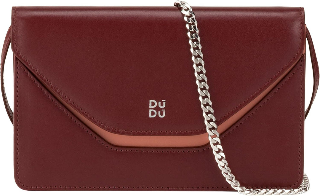 DUDU Kleine Damen-Umhängetasche Made in Italy aus echtem Leder, umwandelbar in Gürteltasche, Mini-Um
