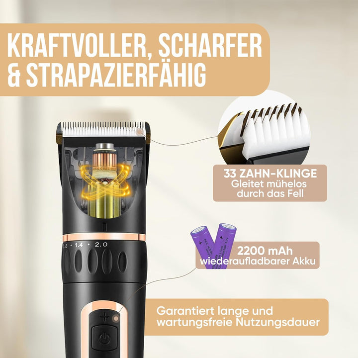 Strex Hundeschermaschine/Tierschermaschine Extra Leise - Kabellos - 5 Modi - Hundetrimmer für alle F