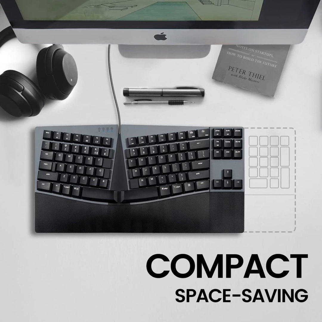 Perixx PERIBOARD335RD Kabelgebundene ergonomische mechanische kompakte Tastatur – LowProfile rote li