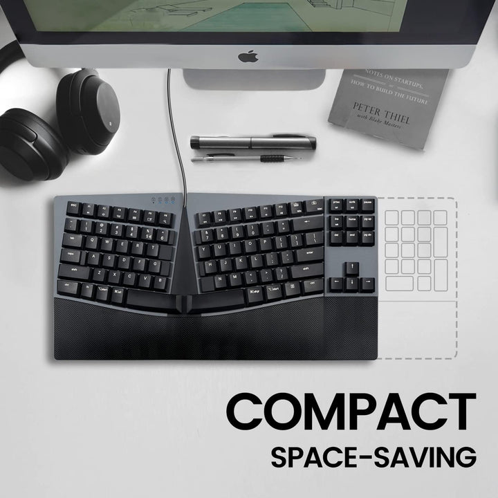 Perixx PERIBOARD335RD Kabelgebundene ergonomische mechanische kompakte Tastatur – LowProfile rote li