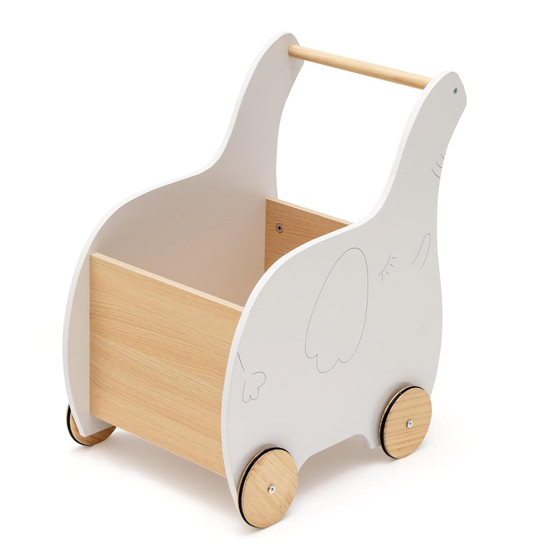 DREAMADE 2 in 1 Lauflernwagen aus Holz, Lauflernhilfe mit Stauraum, Spielzeugkiste, Gehhilfe, Gehfre