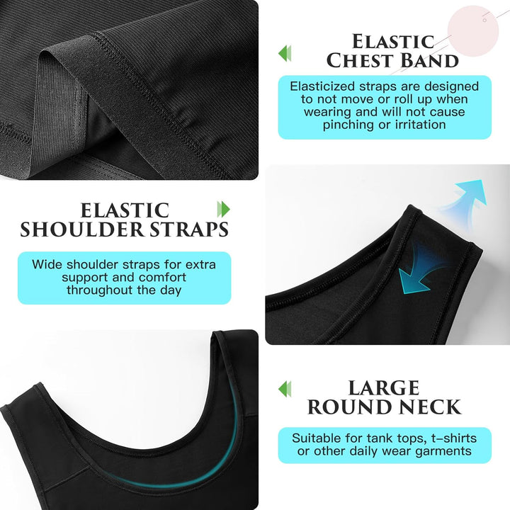 XUJI Atmungsaktive Halb Brust Binder für Transgender FTM Pullover Binder 4XL N-schwarz, 4XL N-schwar
