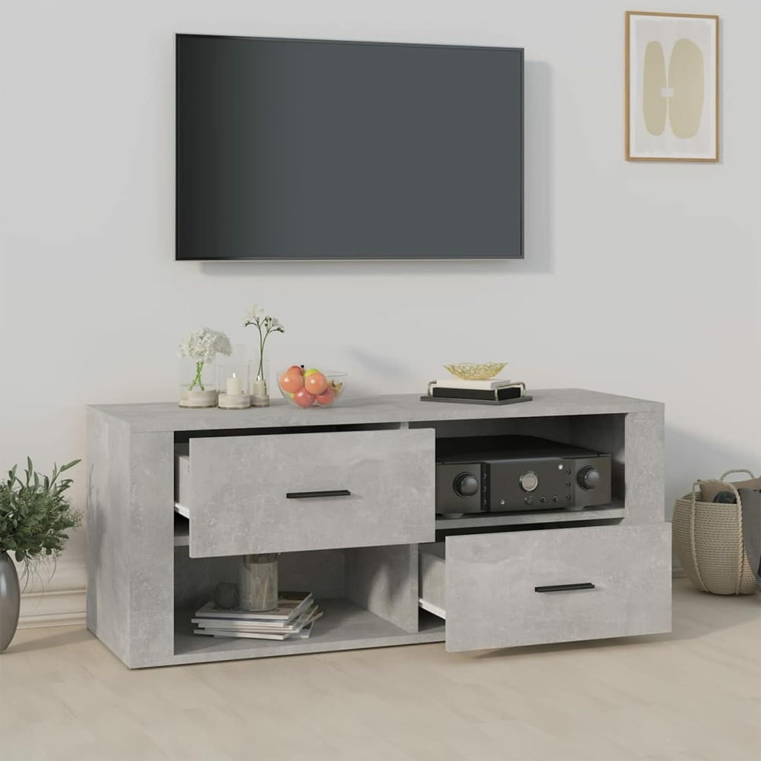 Tidyard TV Schrank mit Schubladen und Fächer Lowboard Fernsehtisch Fernsehschrank TV Möbel Betongrau