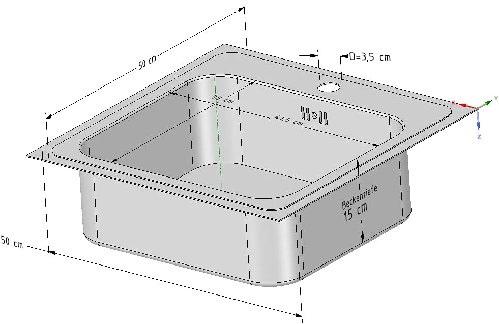 Edelstahl Spüle Spülbecken Flächenbündig Unterbau Eckige Edelstahlspüle Spüle 50 * 50 cm