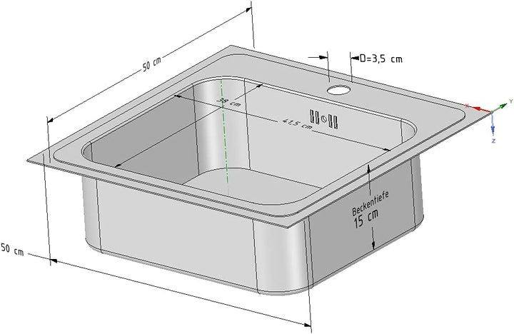 Edelstahl Spüle Spülbecken Flächenbündig Unterbau Eckige Edelstahlspüle Spüle 50 * 50 cm