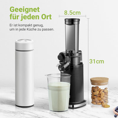 Entsafter AOBOSI-Mini slow juicer mit Rückwärts-Kau-Funktion-saftpresse elektrisch mit Bürste und 2