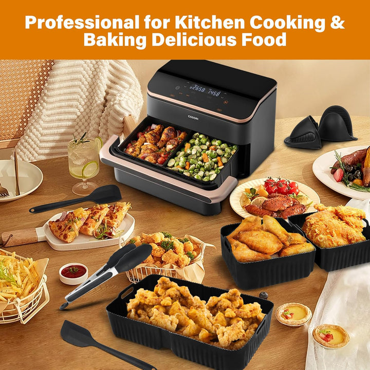 Airfryer Silikonform Heissluftfritteuse Zubehör für Ninja Foodi AF500EU Air Fryer Zubehör 9 Stück Si