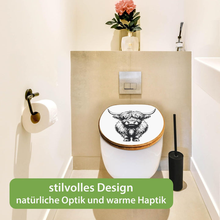 banjado Design WC Sitz Bambus Absenkautomatik 45,8x37,5cm - Toilettendeckel mit Absenkautomatik Holz