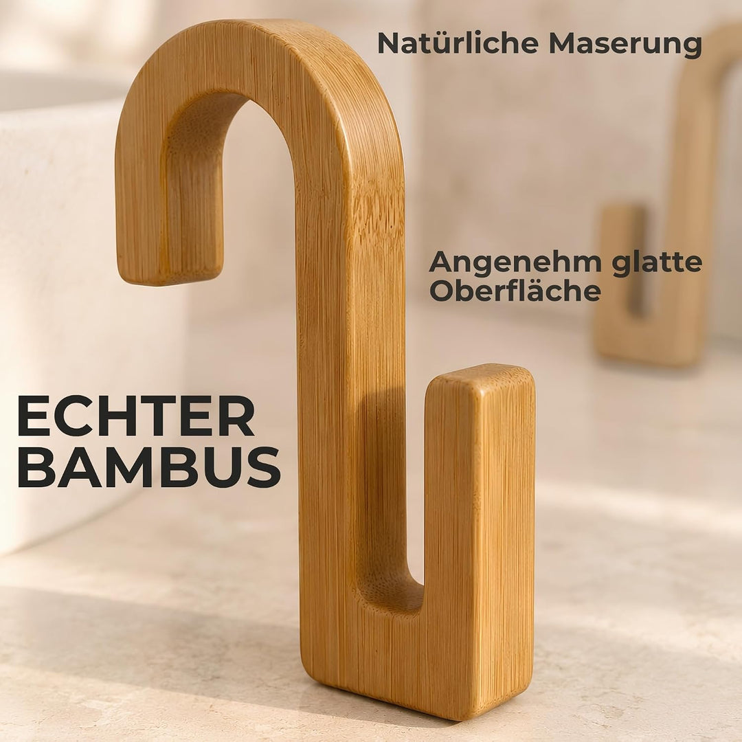 Handtuchhalter Heizkörper und Duschwand | Bambushaken | 4er-Set