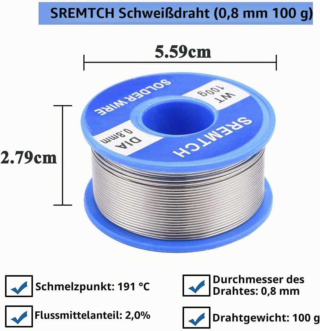 SREMTCH Lötkolben Set, 60W 220V Lötkolben mit Ein/Aus Schalter Einstellbarer Temperatur(200-450℃), 5