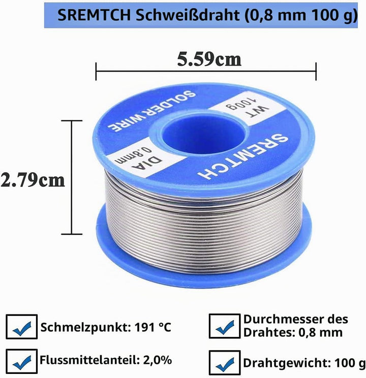 SREMTCH Lötkolben Set, 60W 220V Lötkolben mit Ein/Aus Schalter Einstellbarer Temperatur(200-450℃), 5