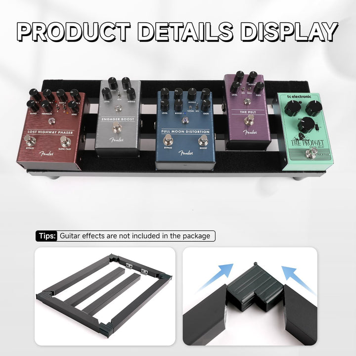 Ghost Fire Guitar Pedal Board 1.1ib Aluminum Super light Effect Pedalboard with Carry Bag (19.7''x7'