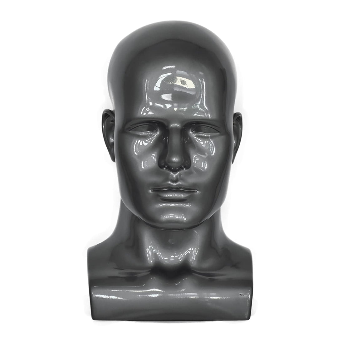 Tcwuzick PVC Schaufensterpuppe Kopf Schwarz Männlich Manikin Dummy Stand Modell Display Hut Schal Pe