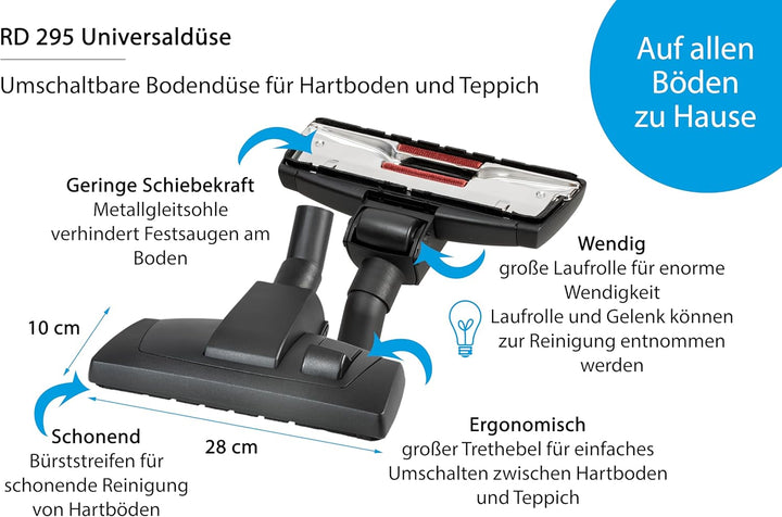 Wessel-Werk RD 295 Staubsaugerdüse 35mm | Universal Bodendüse | Kombidüse für Hartboden und Teppich