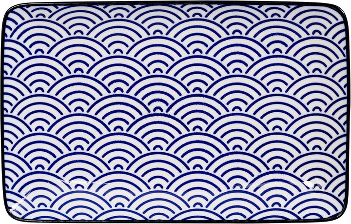 TOKYO Design Studio Nippon Blue Sushi-Set blau-weiss, 6-TLG., 2X Sushi-Platten 2X Saucen-Schalen, 2X