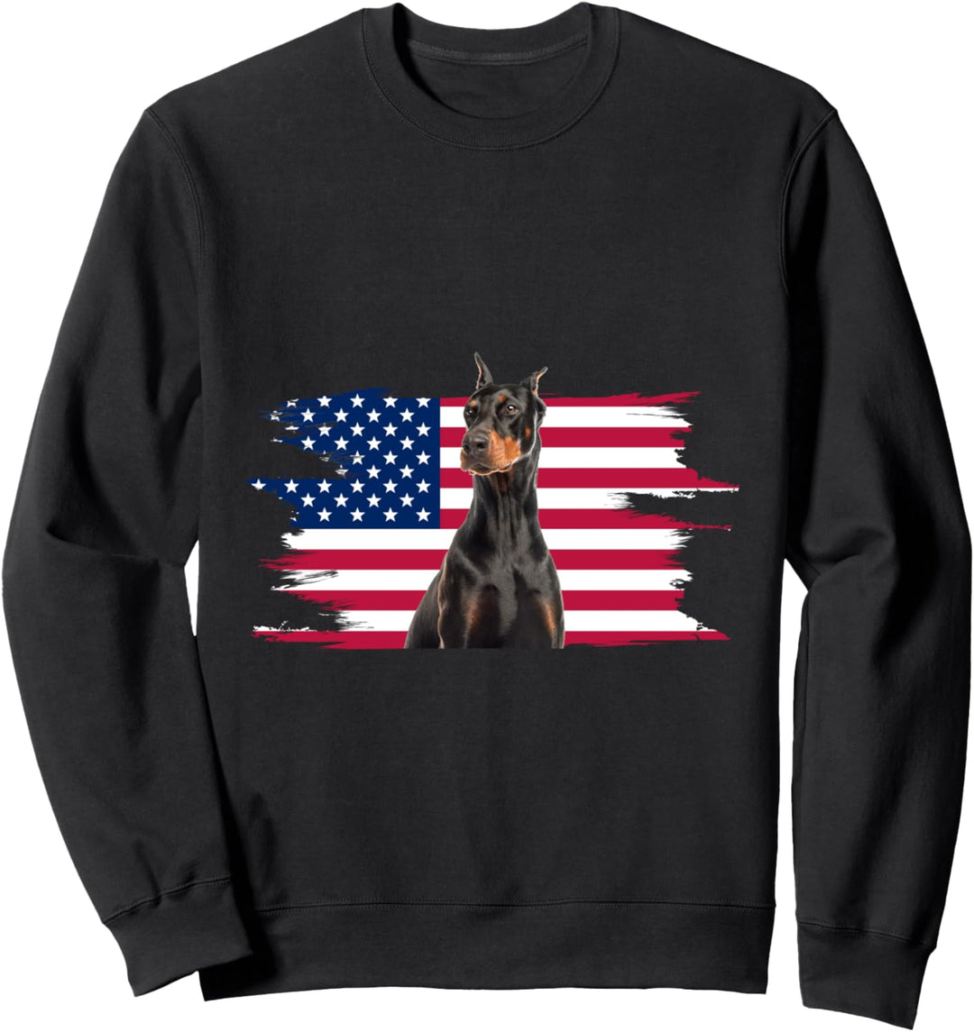 American Flag Dog Doberman Pinscher Sweatshirt