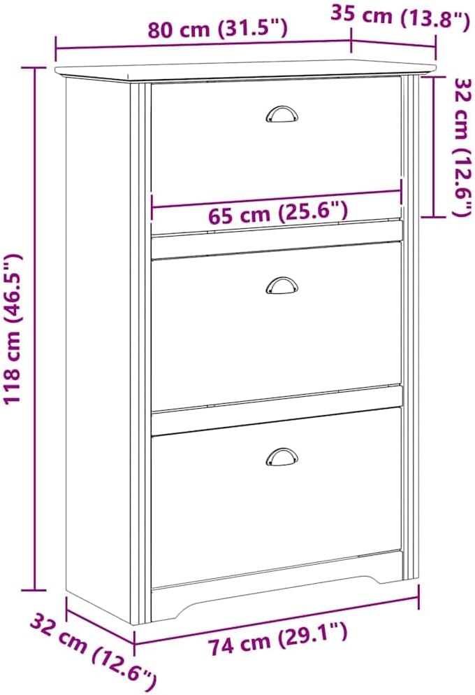 vidaXL Schuhregal BODO Honigbraun 80 x 35 x 118 cm Holzwerkstoff, Schuhregal für drinnen, rechteckig