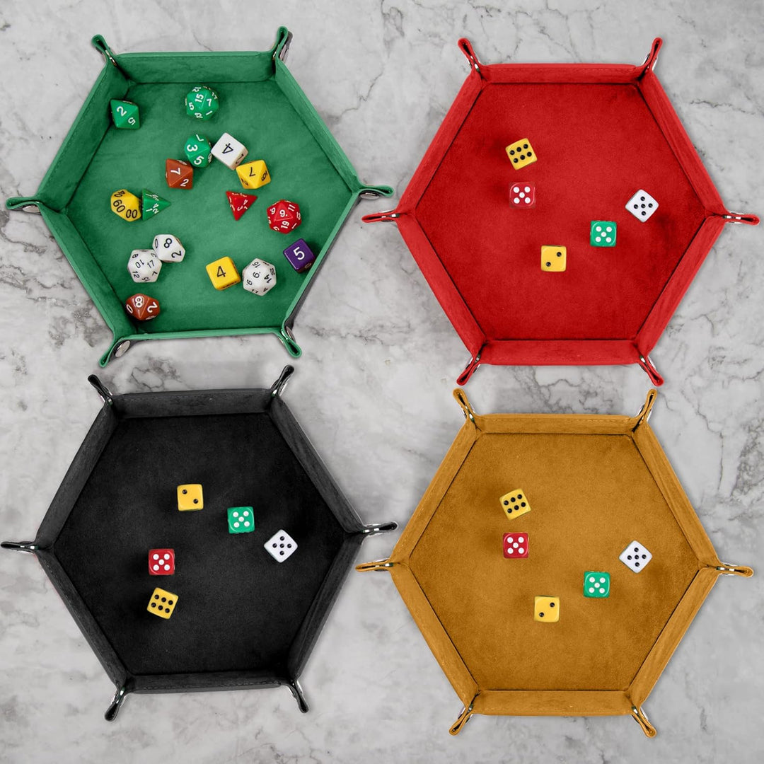 SIQUK 6 Stück Würfelbrett Doppelseitig Würfelbretter Samt Faltbar Würfeltablett Hexagon Würfelteller
