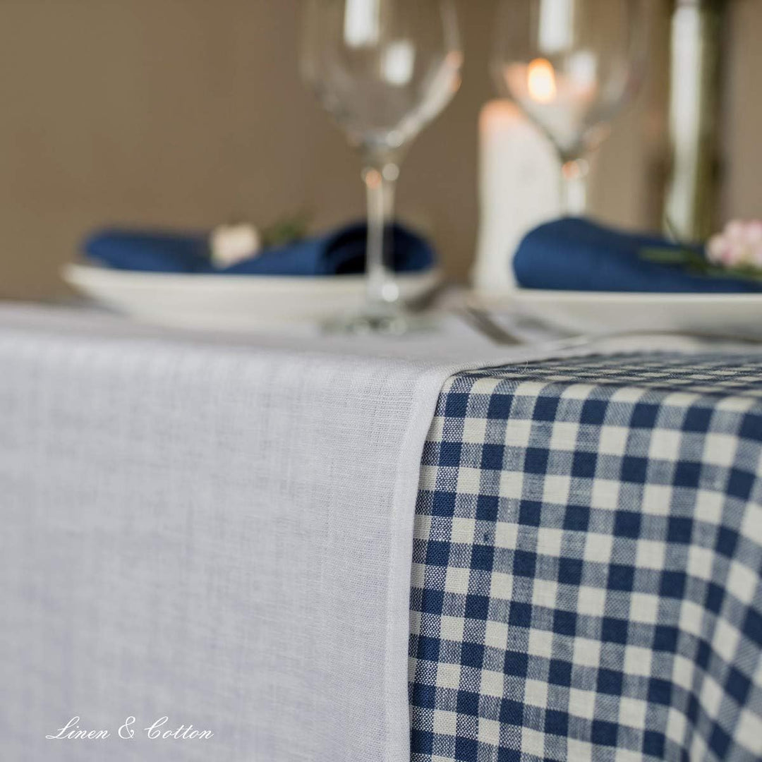 Linen &amp; Cotton Tischläufer Stoff Tischband Tischdeko Hygge 100% Leinen, Weiss Weiss (40 x 130 cm) Kl