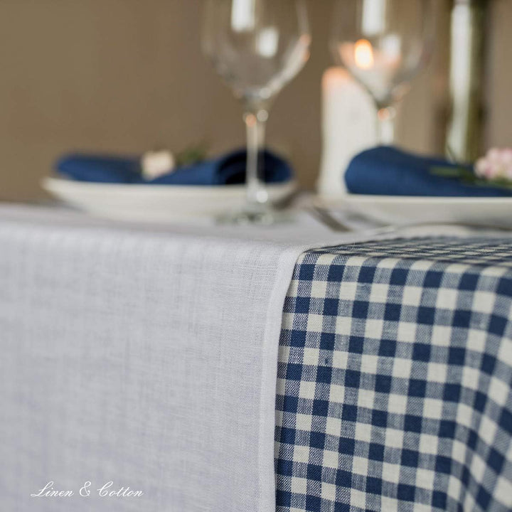 Linen &amp; Cotton Tischläufer Stoff Tischband Tischdeko Hygge 100% Leinen, Weiss Weiss (40 x 130 cm) Kl