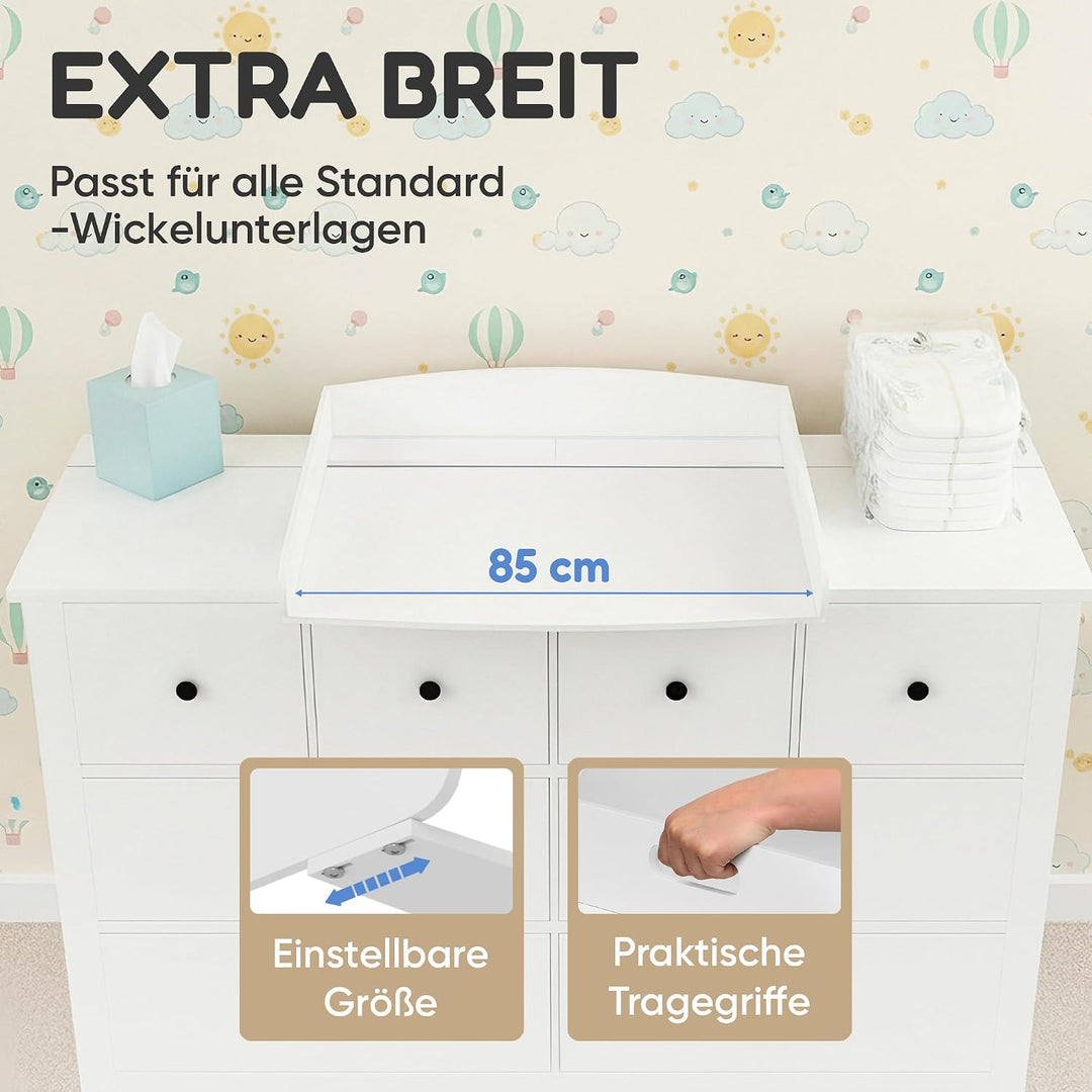 Wickelaufsatz Hemnes Kommode [108 & 160cm] ohne Lücke - Wickelaufsatz Malm Kommode - Für grosse und