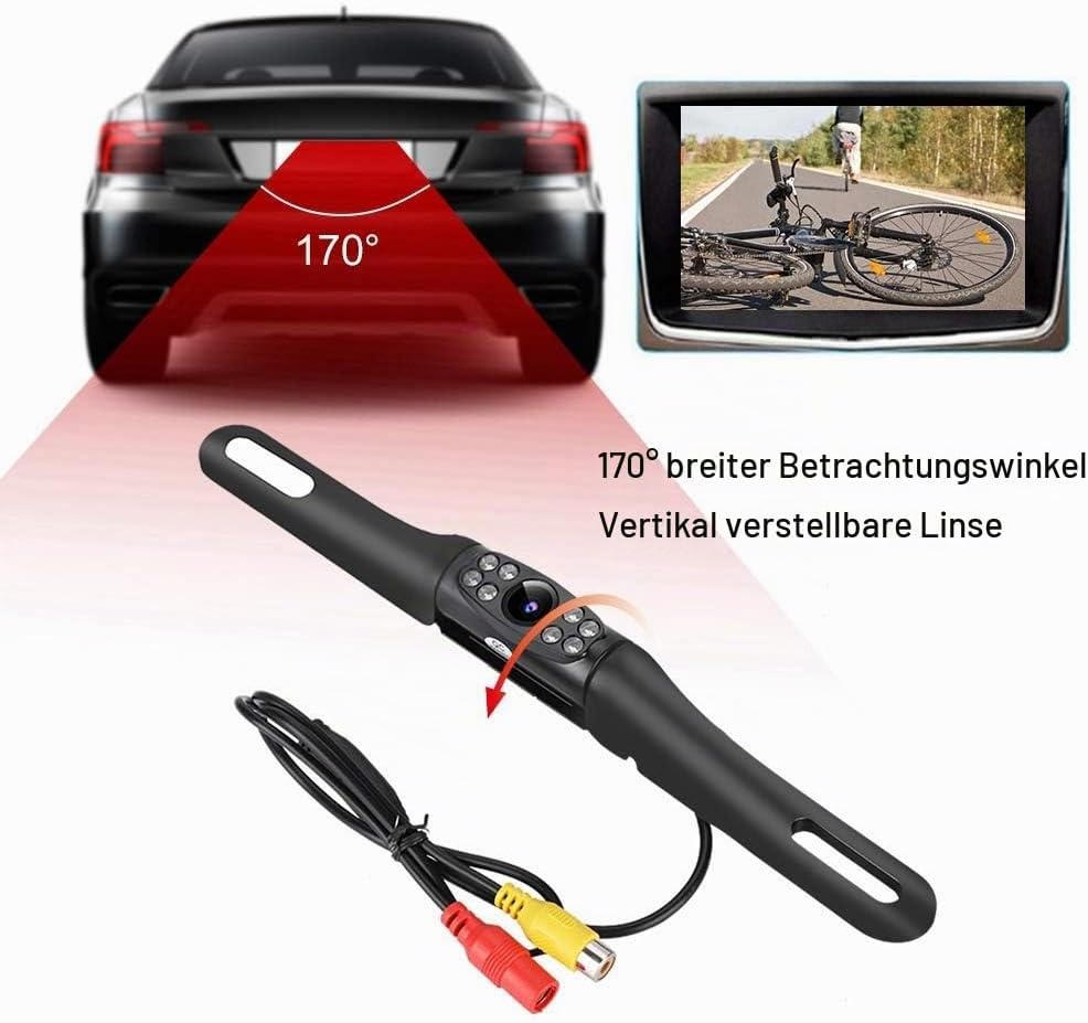Universal-Rückfahrkamera für Auto, Nummernschild, 170-Grad-HD mit 8 LEDs, wasserdichte Nachtsicht.