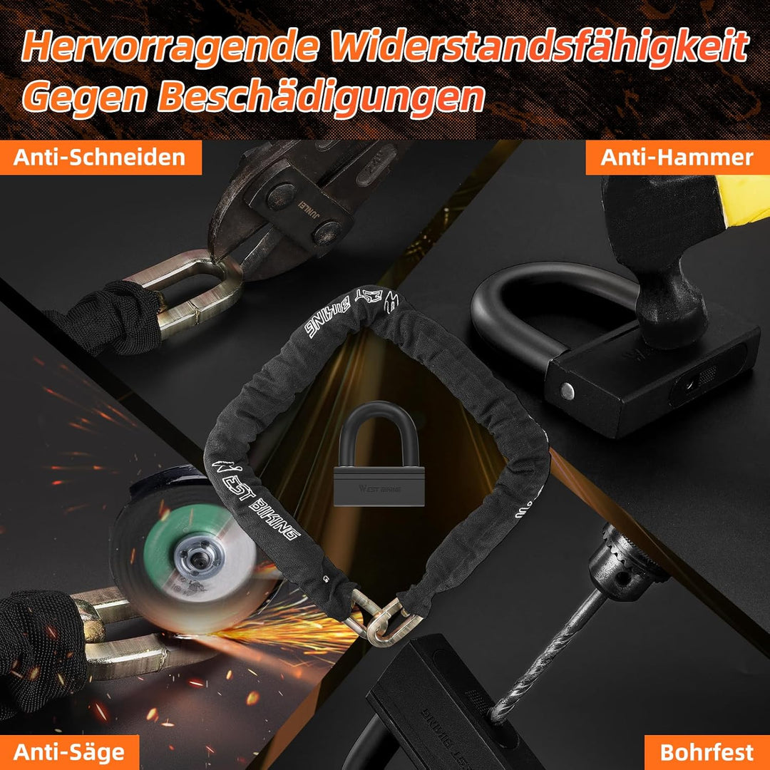 CHIMONA Kettenschloss Fahrradschloss, Kettenschloss für Motorrad &amp; E-Bike, Motorradschloss 120CM * 1