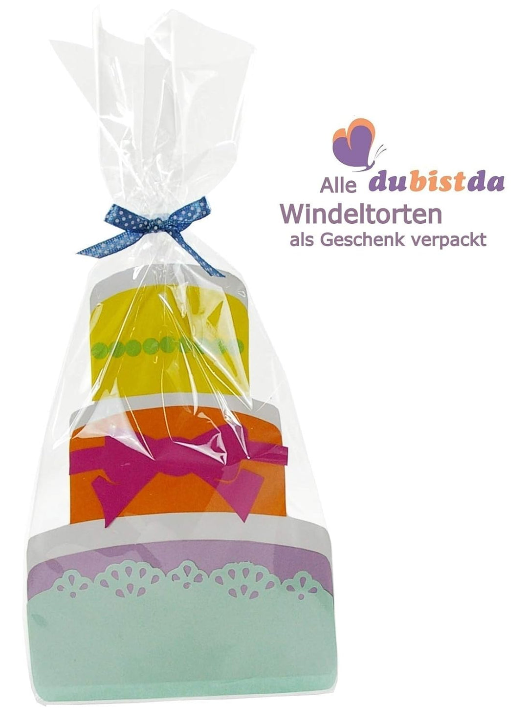 dubistda© Windeldreirad Cruiser blau / 45-teilig - Windeltorte Dreirad Junge / 40cm / Geschenk zur G