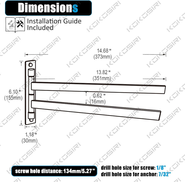KOKOSIRI Handtuchhalter Rack Swivel Badezimmer Handtuchstangen Swing Out Rails für Bad Küche Gebürst