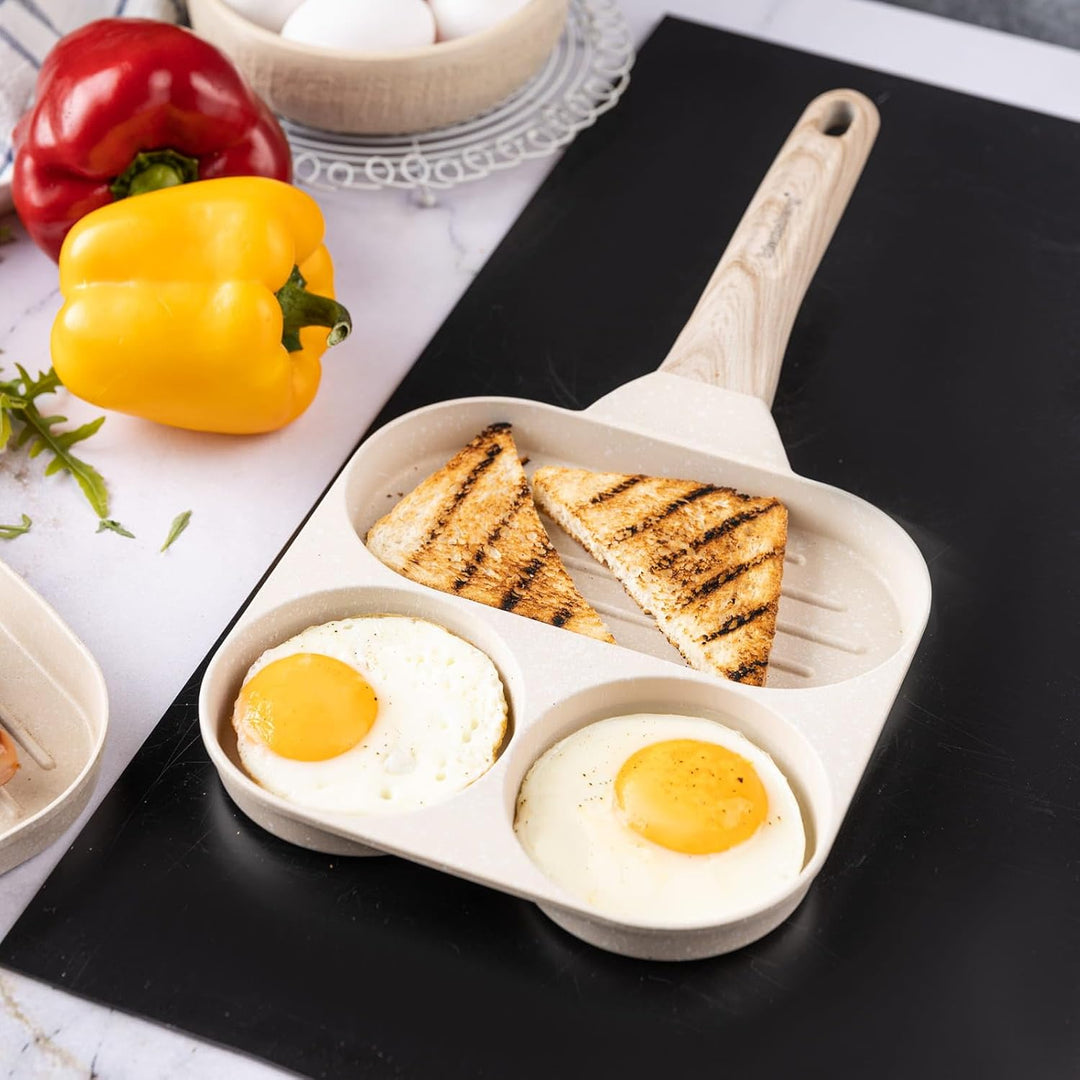 Klausberg Pfannkuchenpfanne Bratpfanne mit Marmorbeschichtung 3-in-1 18 cm für Eier, Pfannkuchen, Pa