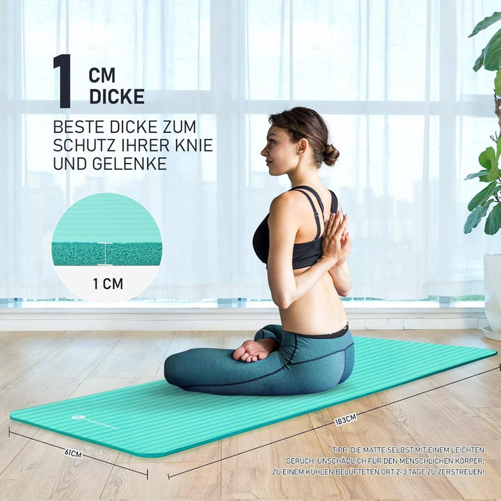 TASHIDROLMA Yoga Matte Dicker, NBR Yogamatte Rutschfest Mit Tragegurt, Für Gymnastikmatte, Fitnessma