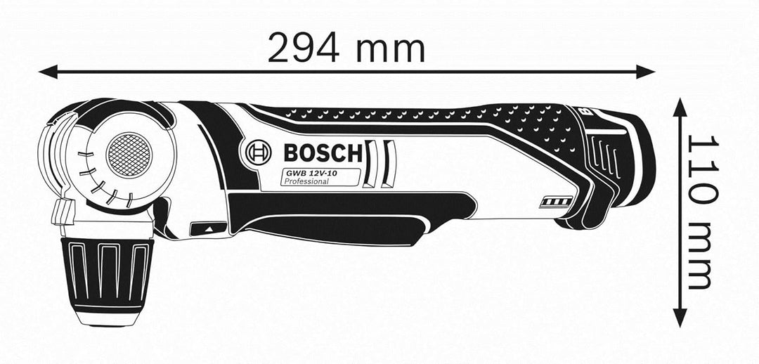 Bosch Professional 12V System Akku Winkelbohrmaschine GWB 12V-10 (ohne Akkus und Ladegerät, im Karto