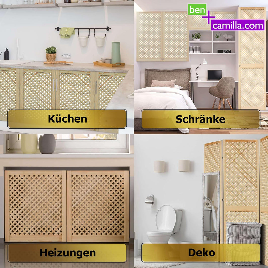 Gittertür 69 x 59,4 cm | Hochwertige Kiefer Massivholztüren - unbehandelt für Schrank- &amp; Möbelbau od
