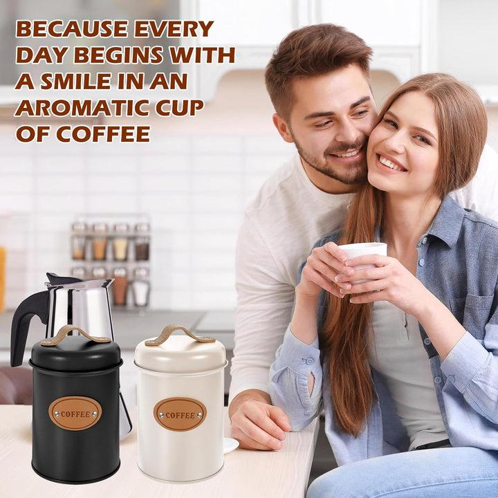 Kaffeedose 2er Set, 1200ml Luftdichte Kaffeebehälter, Kaffeebohnen Aufbewahrung und Kaffeepads Aufbe