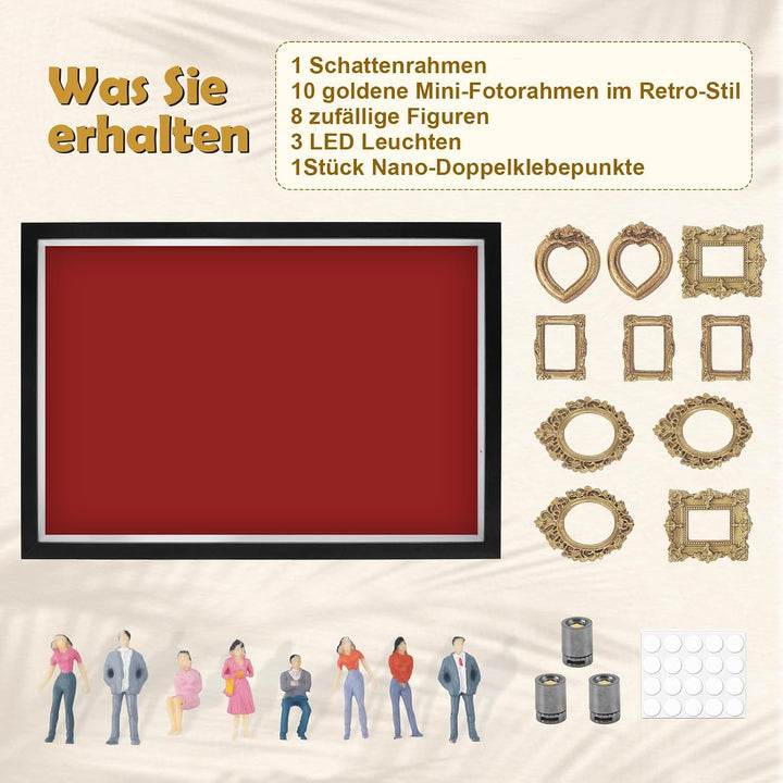 Kitimi Mini Museum Bilderrahmen, DIY Mini Museum Silhouette Box mit LED Licht, DIY Fotospeicher Bild