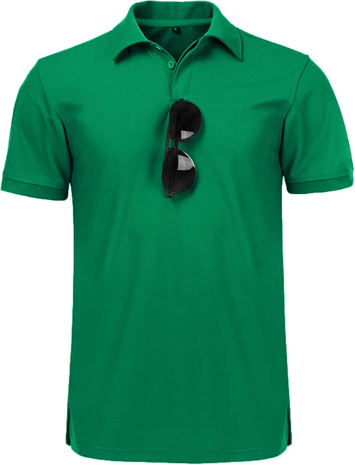 geeksport Poloshirt Herren Golf Kurzarm Freizeit Sport Polo Tennis Tshirts mit Brillenhalter Knopfle