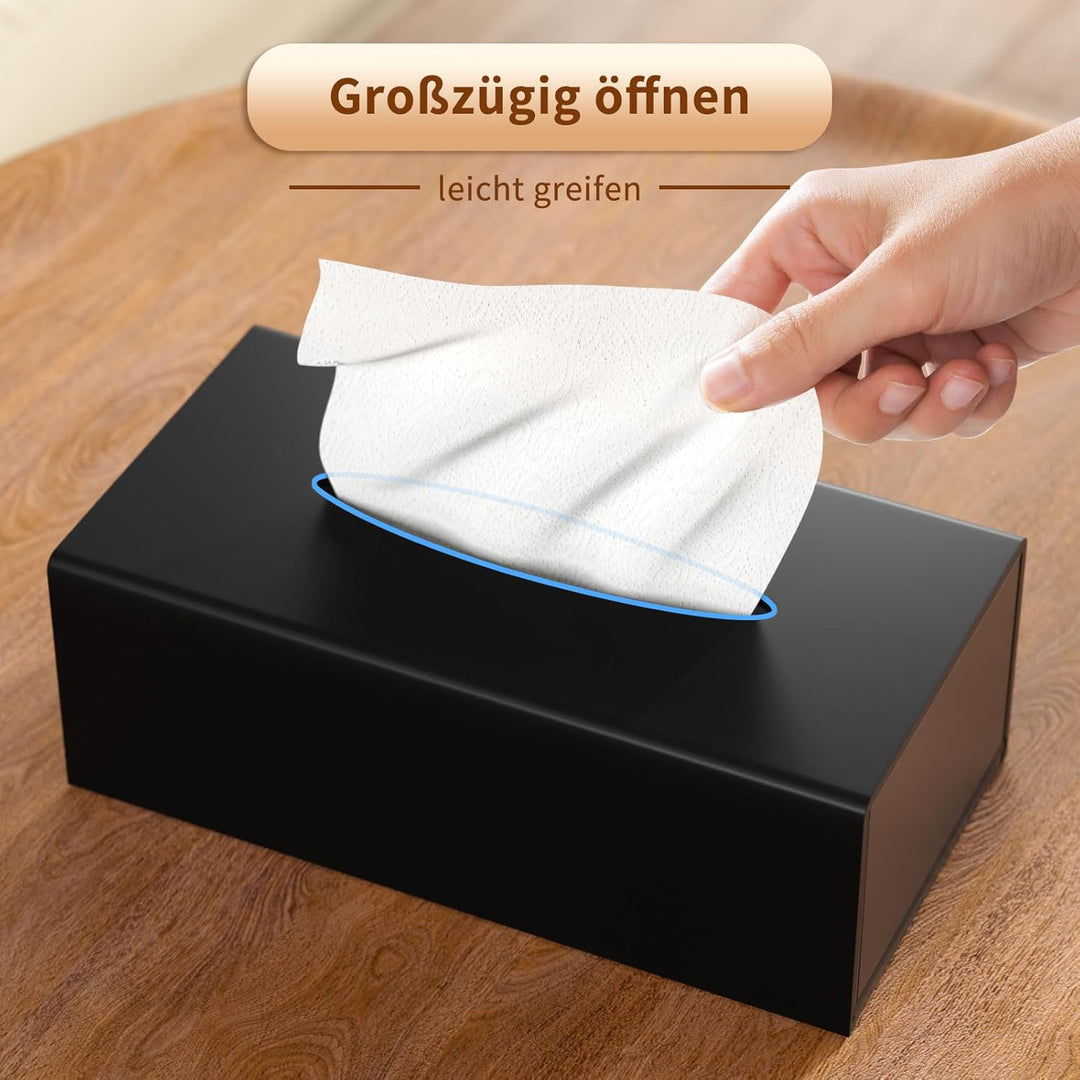 AITEE Acryl Kosmetiktücherbox: 25×13×9 cm Mattschwarz Tücherbox mit Magnetabdeckung für Esszimmer Ba
