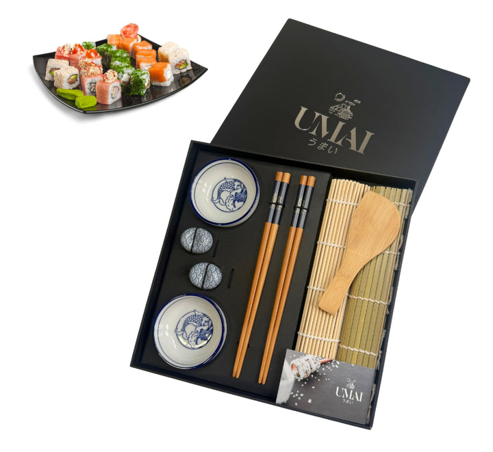 UMAI Sushi-Set, Sushi-Set für zu Hause, ideal für Anfänger, Sushi-Set, 2 Sushi-Matten + Palette + 2