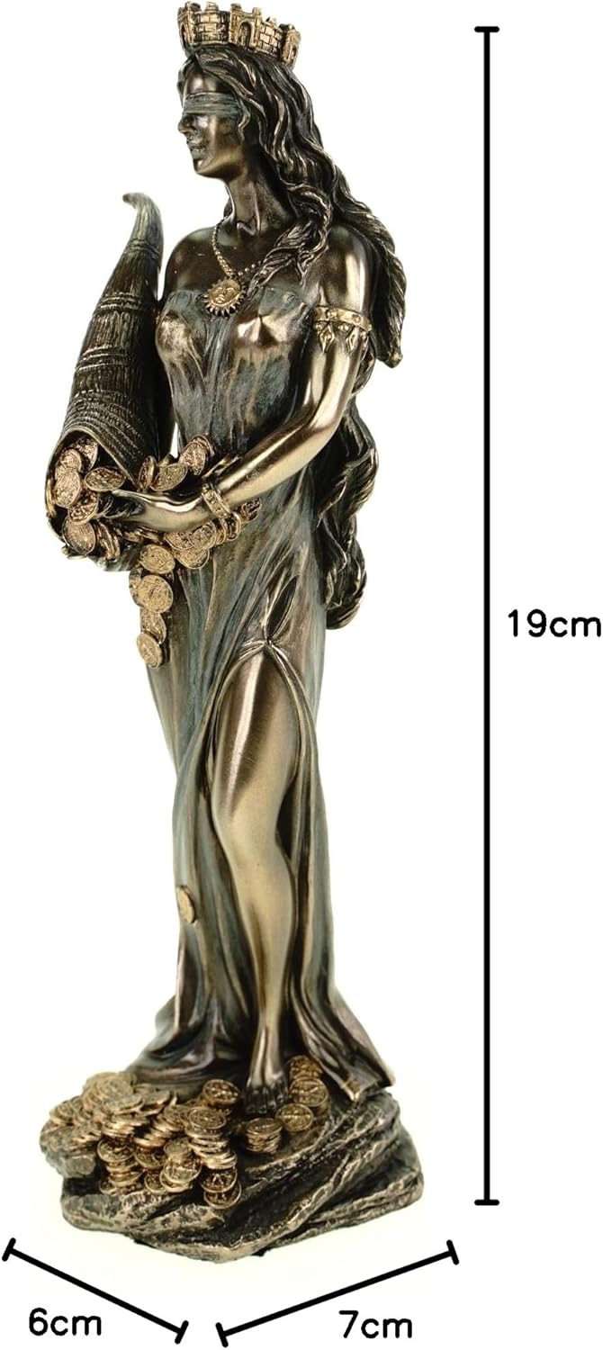Römische Göttin Fortuna 19 cm bronziert Figur Glück Glückspiel Veronese