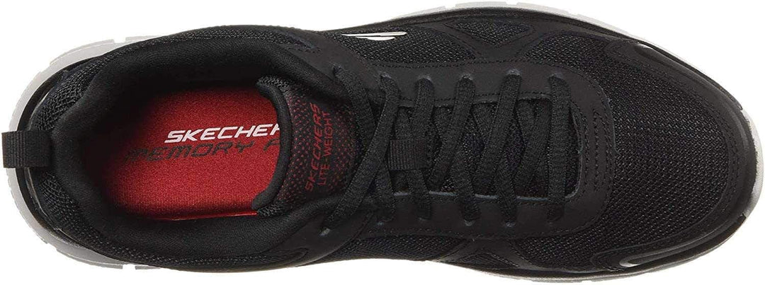 Skechers Herren Sneaker Sportschuhe 39 EU Black Leather Mesh Pu Red Trim, 39 EU Black Leather Mesh P