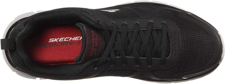 Skechers Herren Sneaker Sportschuhe 39 EU Black Leather Mesh Pu Red Trim, 39 EU Black Leather Mesh P