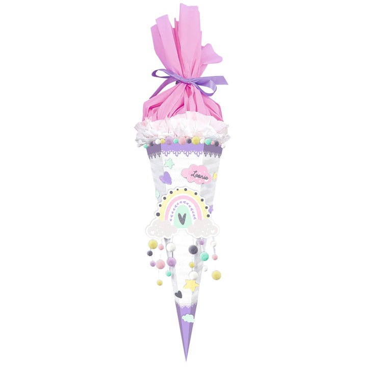 Ursus 9870021 - Schultüten-Bastelset Easy Line Regenbogen, Lila, 6-eckig, vorgestanzte 3D-Colorwellp